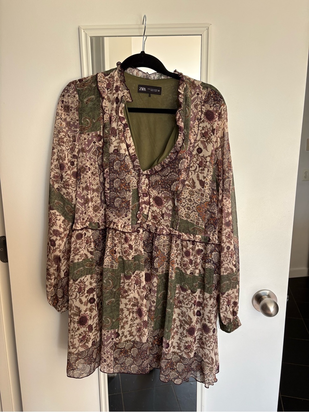 Zara Patchwork Floral Long Sleeve Dress